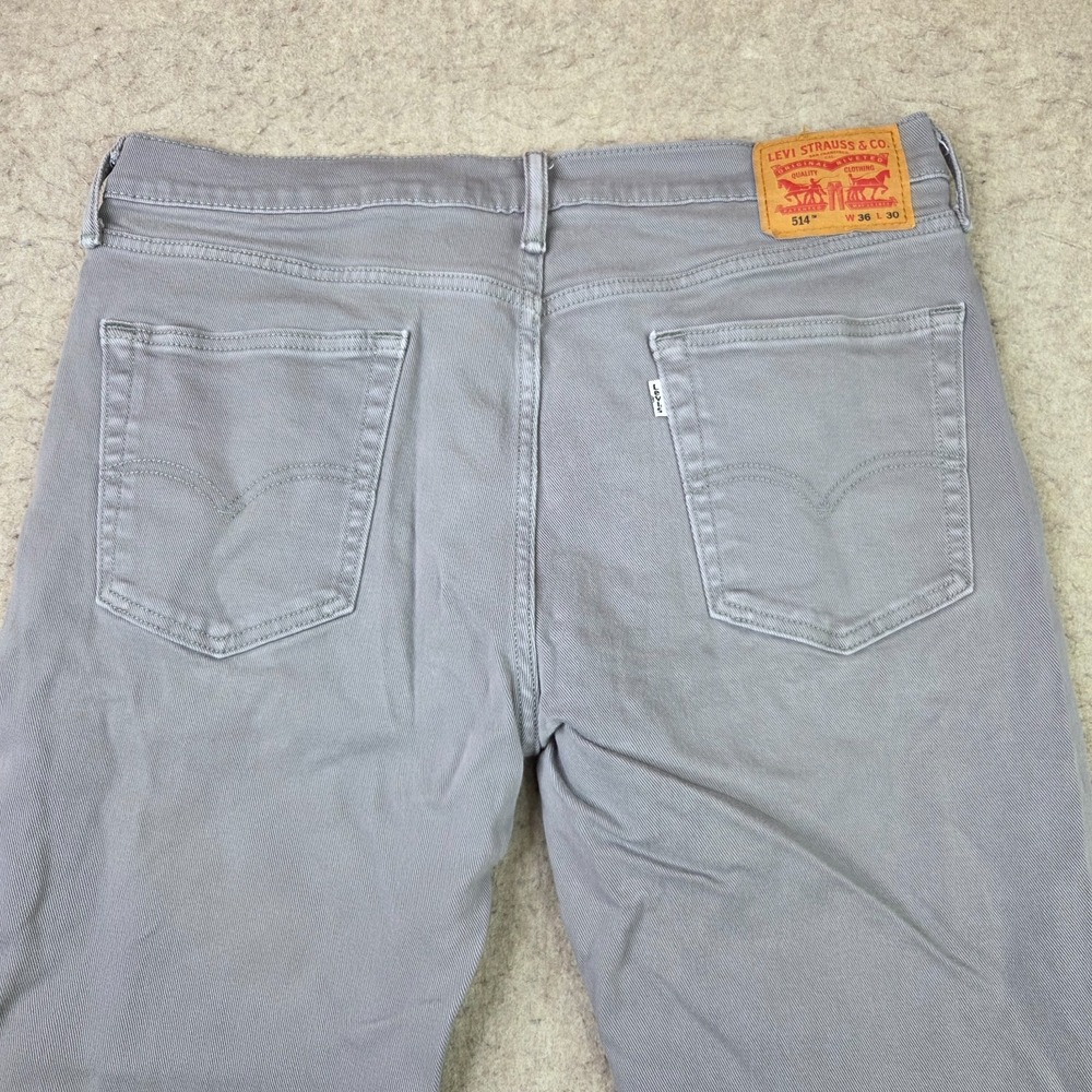 Levi's 514 Jeans Mens 36x30 Straight Fit Grey Stretch Denim Fits (36x28) - Picture 6 of 15